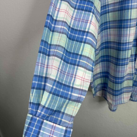 Vineyard Vines Shirt Mens L Blue Plaid Classic Tucker Button Down Preppy Coastal - Picture 5 of 8
